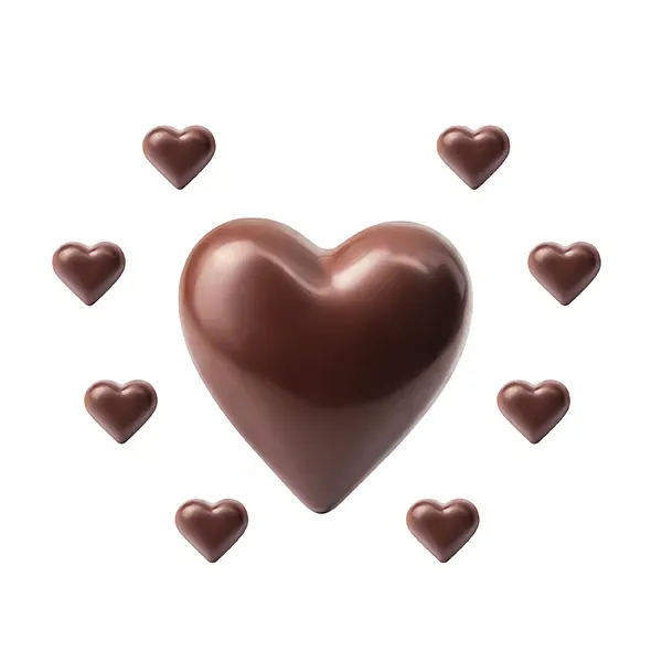 Cœur en chocolat entouré de petits cœurs